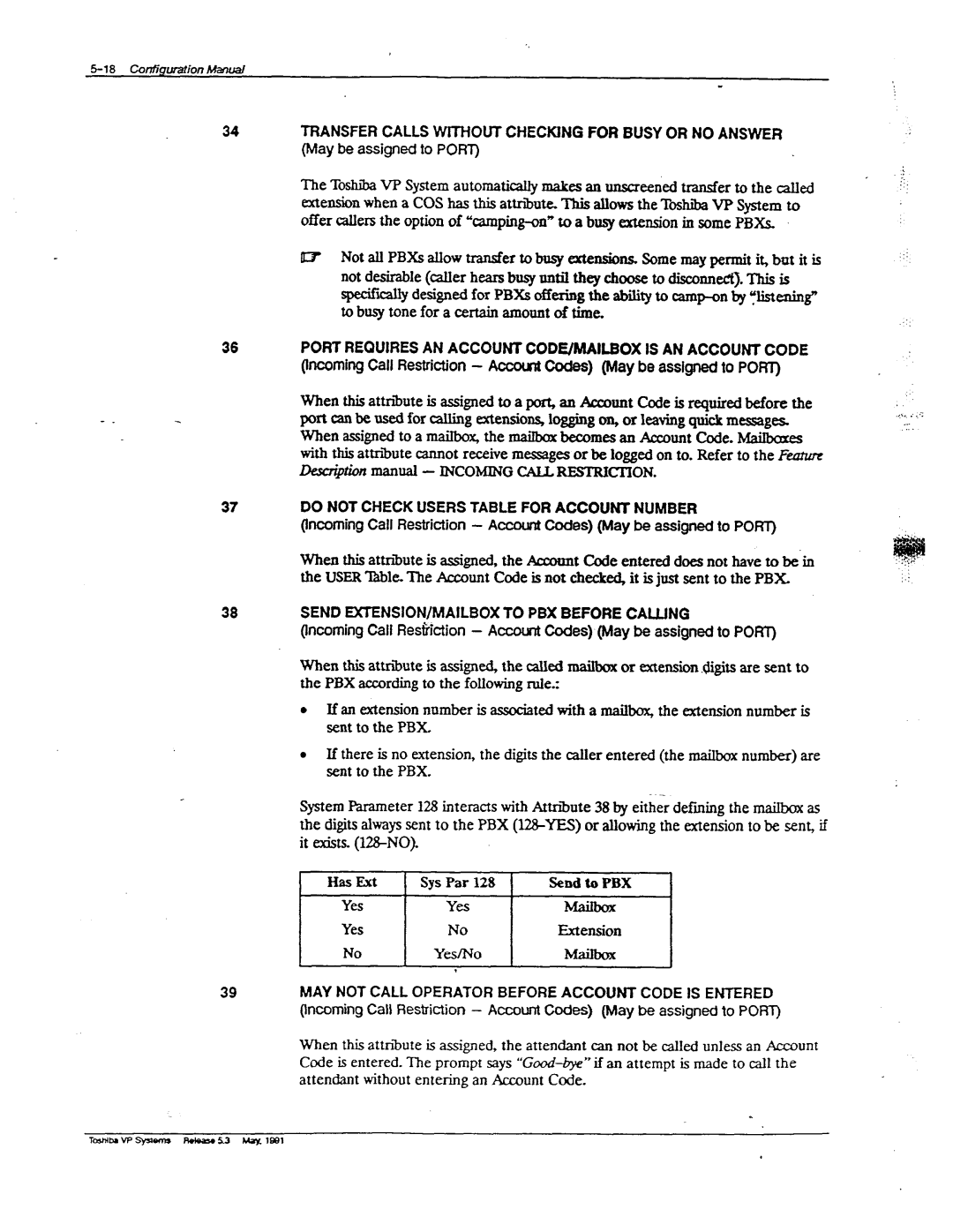 Toshiba VP 300S manual To the called, Send EXTENSION/MAILBOX to PBX Before Cawng, Yes/No 