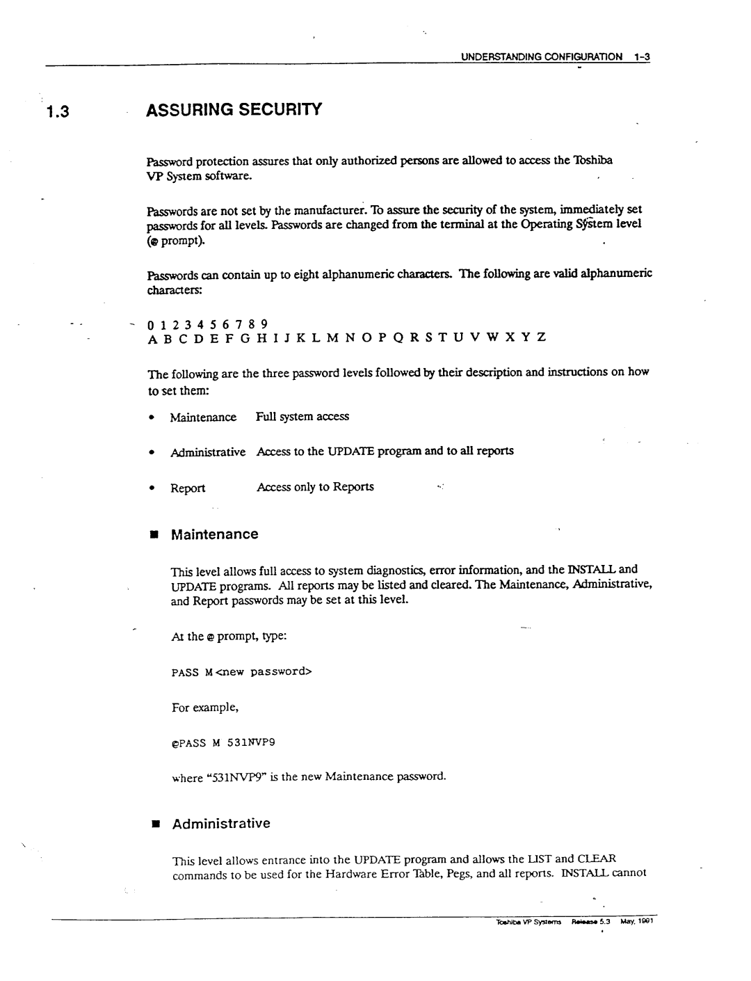 Toshiba VP 300S manual ‘1.3, Abcdefghijklmnopqrstuvwxyz 