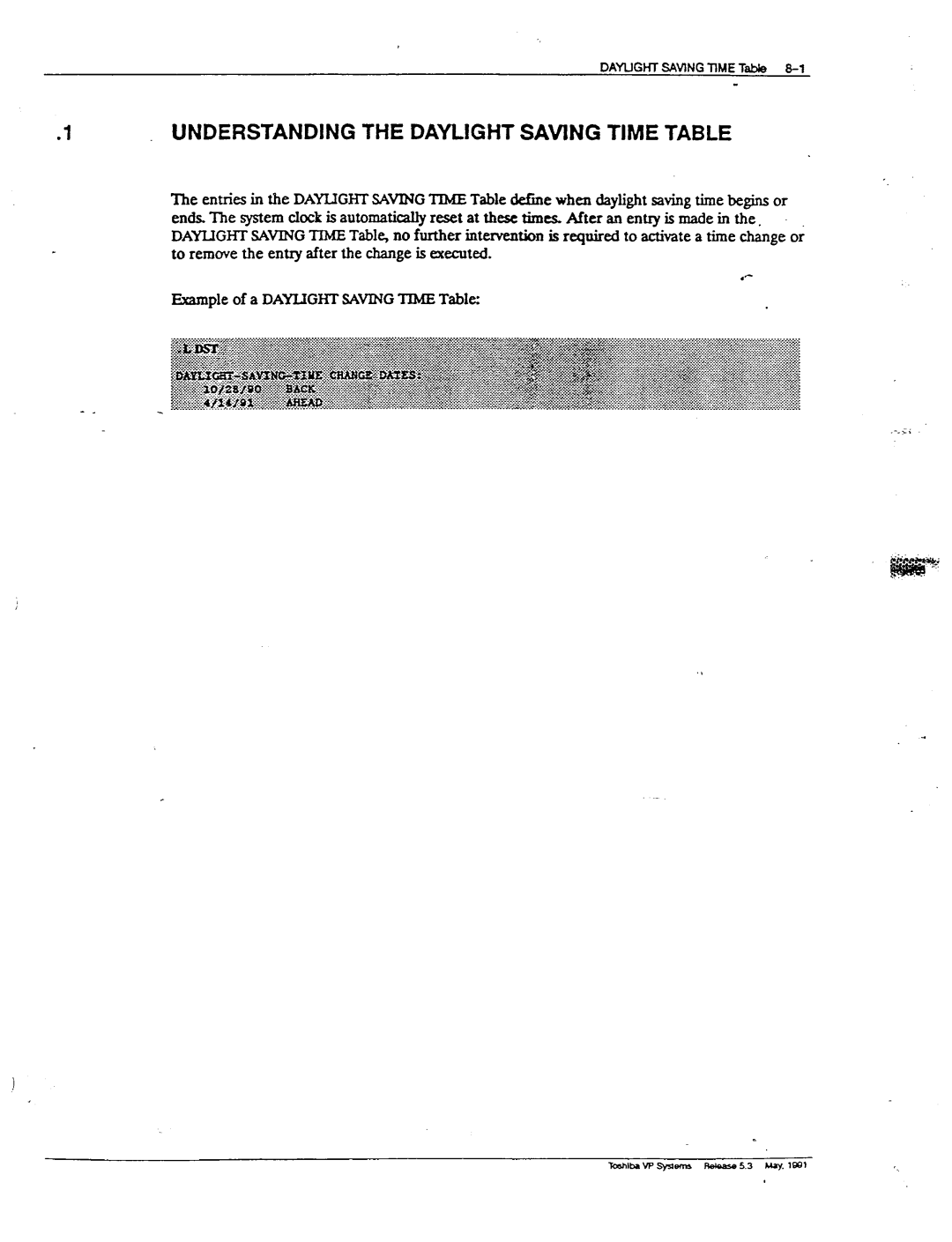 Toshiba VP 300S manual Understanding the Daylight Saving Time Table 