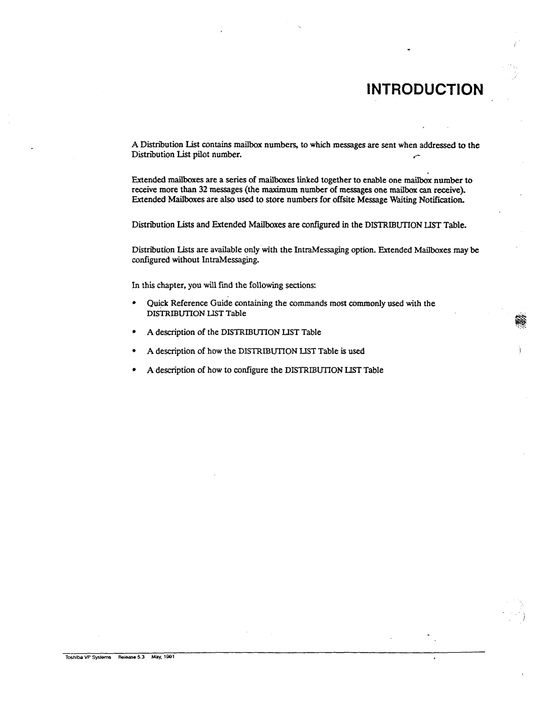 Toshiba VP 300S manual Distribution List pilot number 