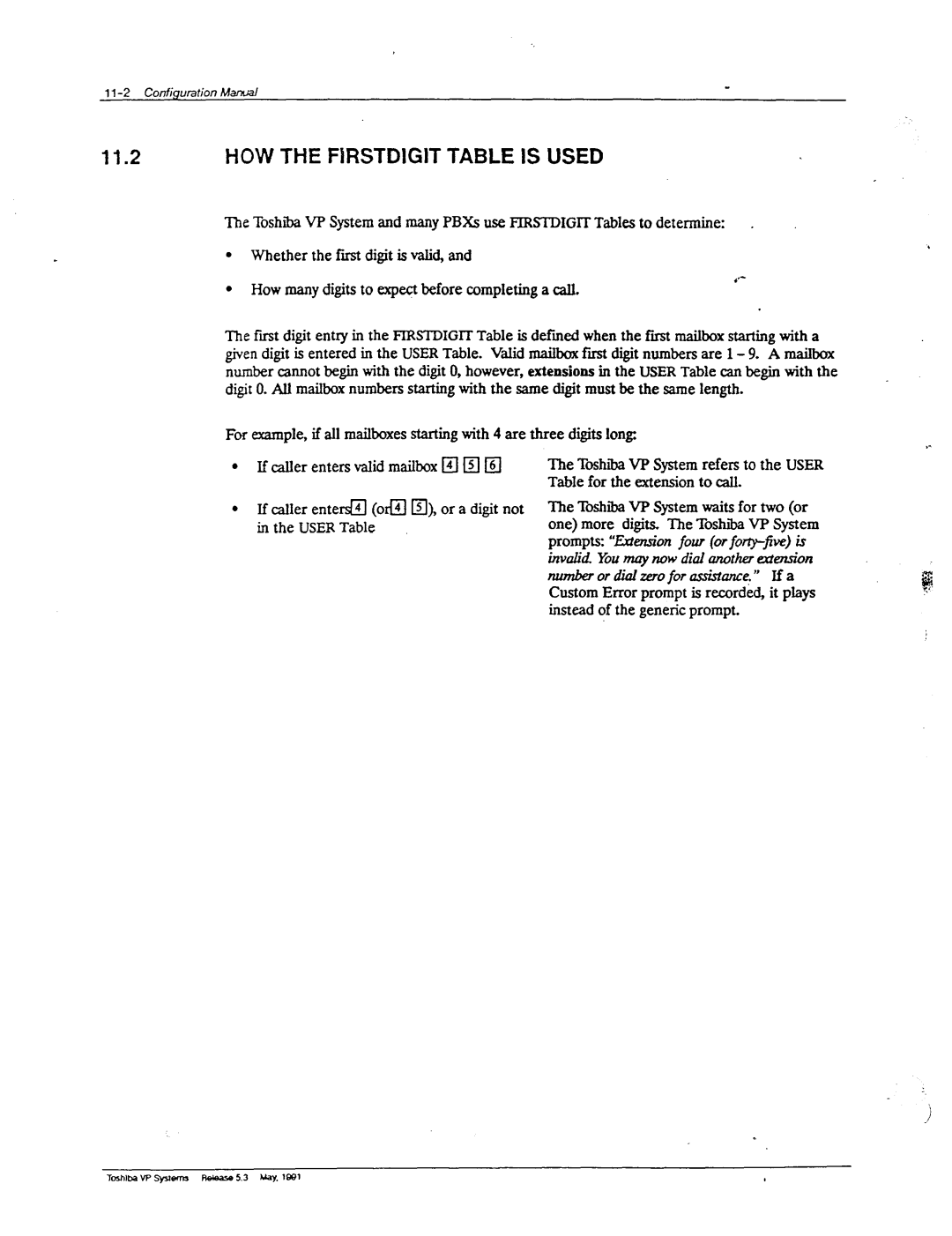 Toshiba VP 300S manual 11.2HOW the Firstdigit Table is Used 