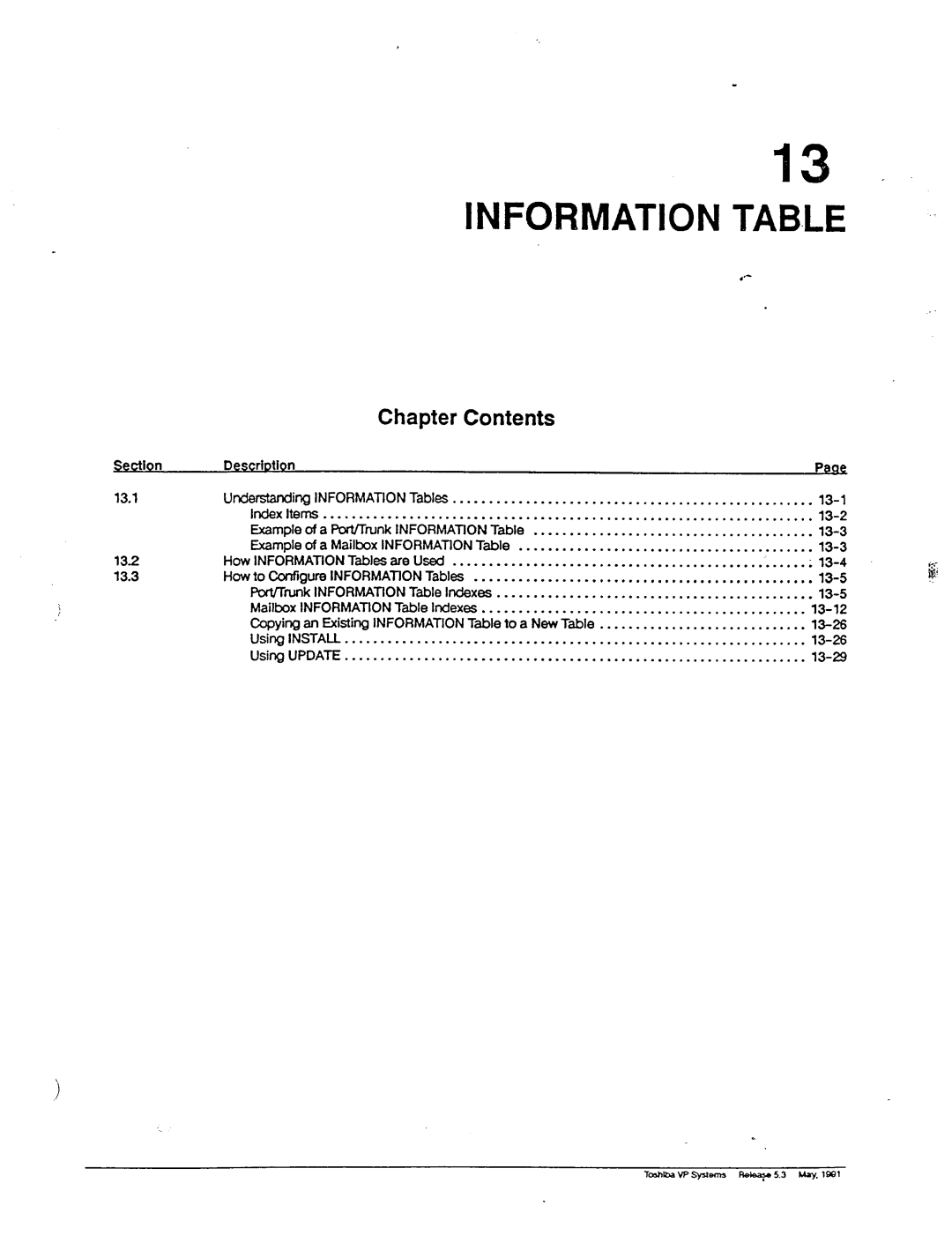 Toshiba VP 300S manual Information TAB-LE 