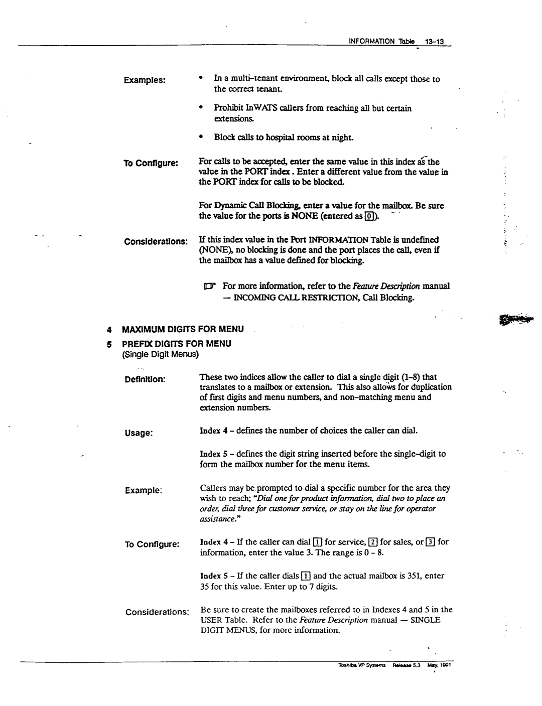 Toshiba VP 300S manual Examples To ConfIgure Considerations, As q, Maximum Digits for Menu, PREFDt Digits for Menu 