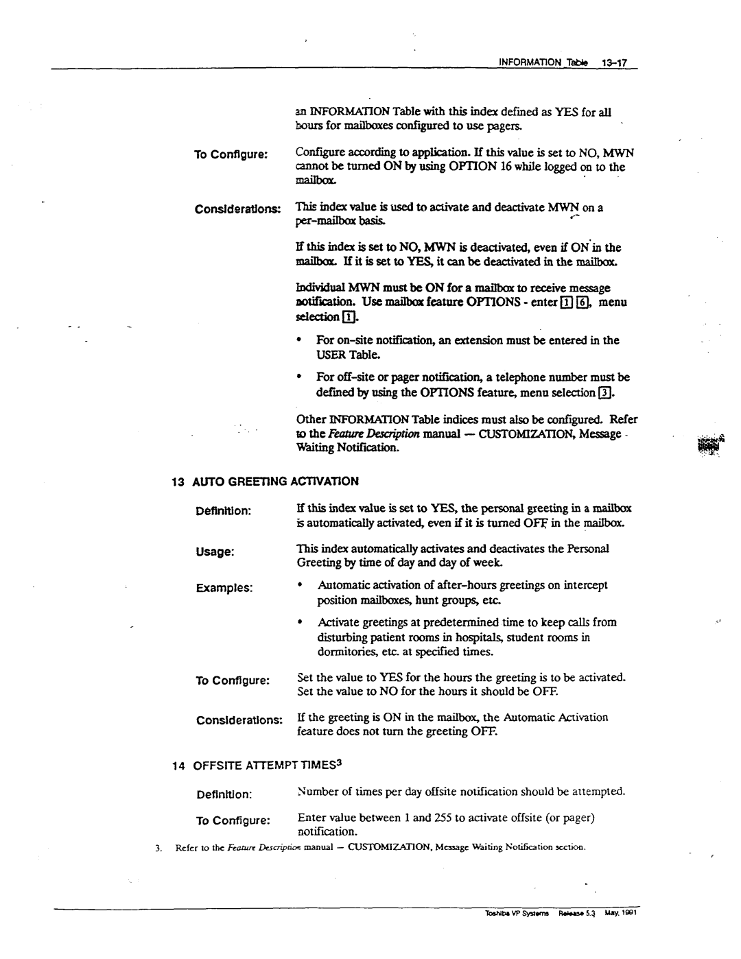 Toshiba VP 300S manual Per-mailhoxhasis, Usage Examples, Activation, Offsite or pager 