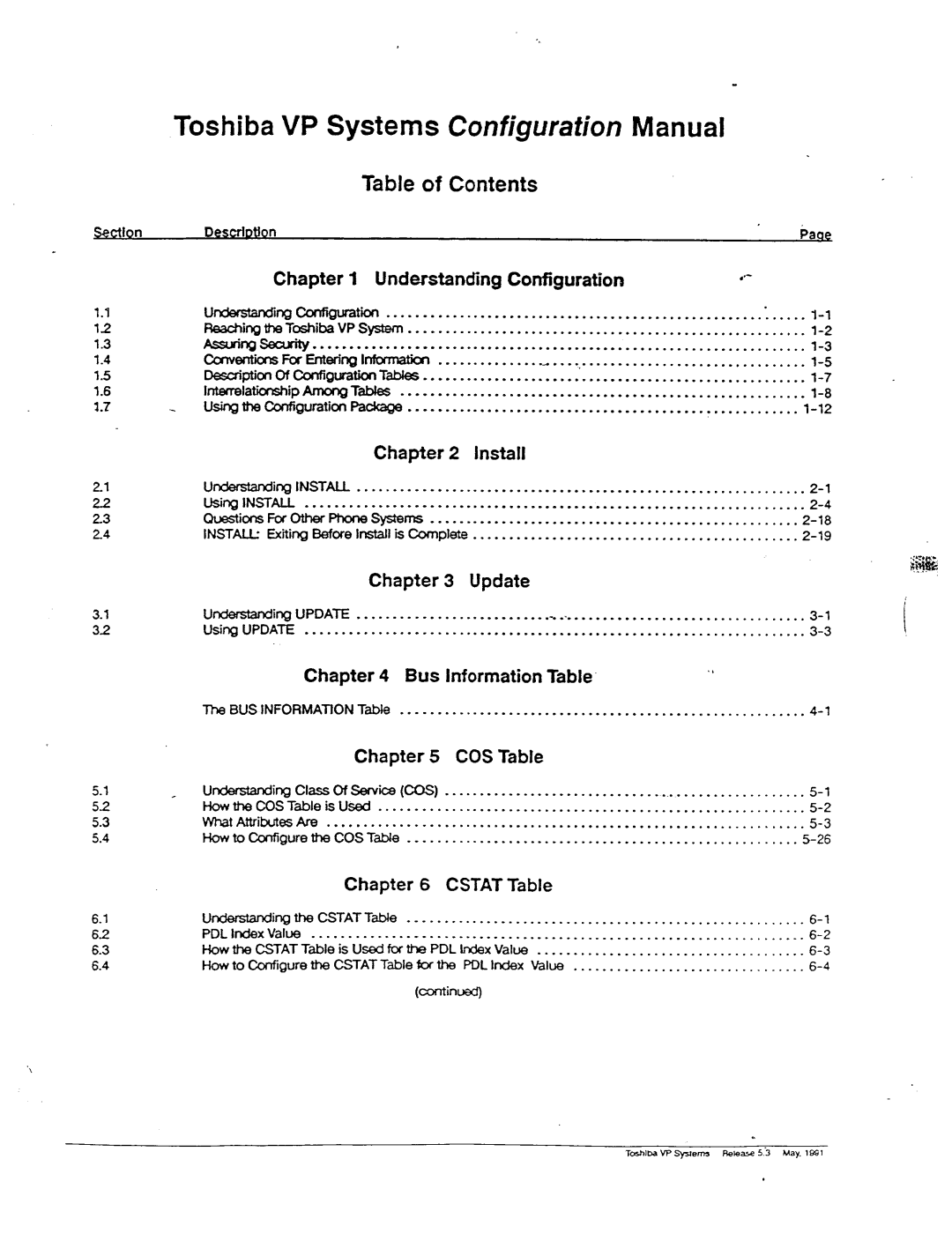 Toshiba VP 300S manual Toshiba VP Systems Configwation Manual 