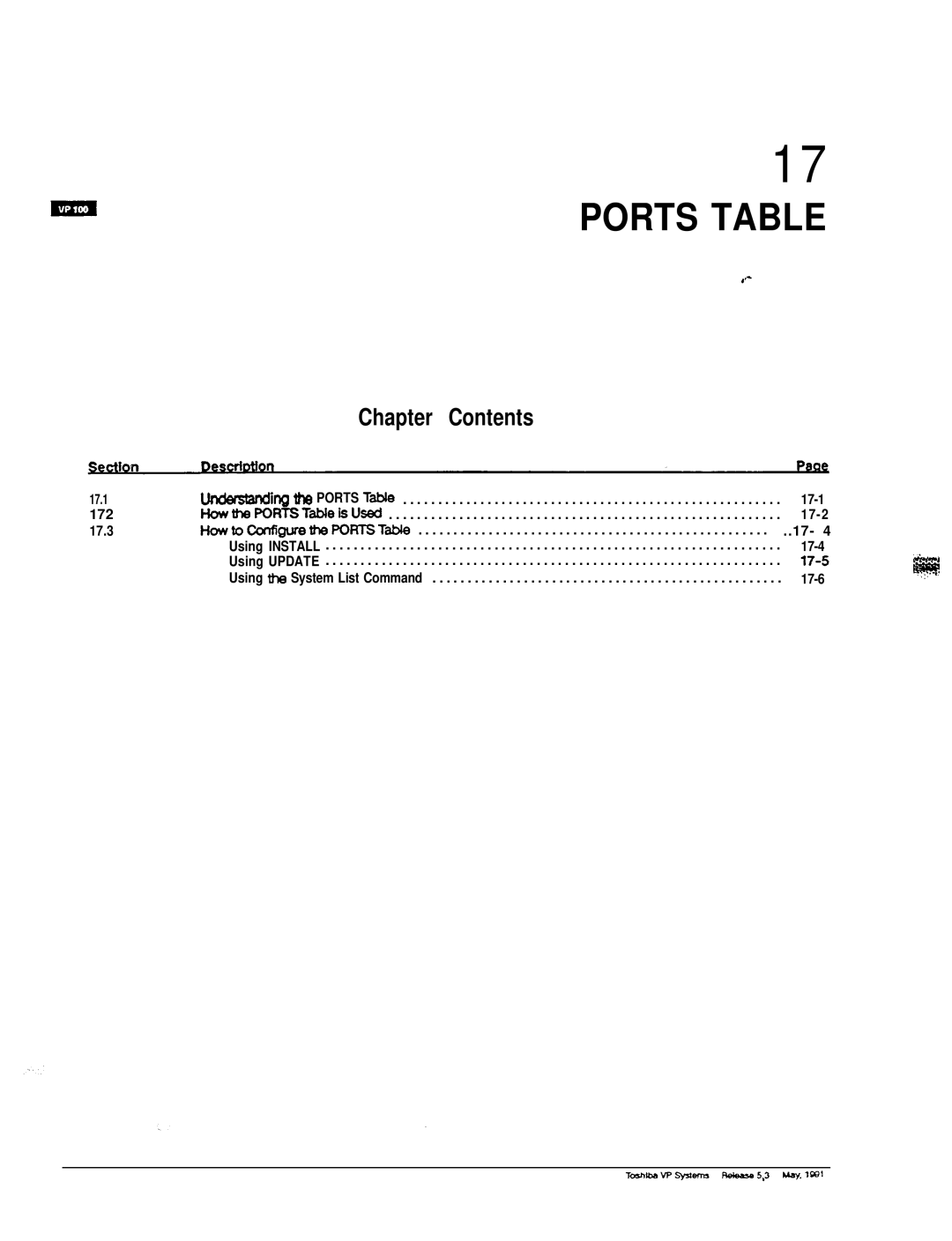 Toshiba VP 300S manual Ports Table 