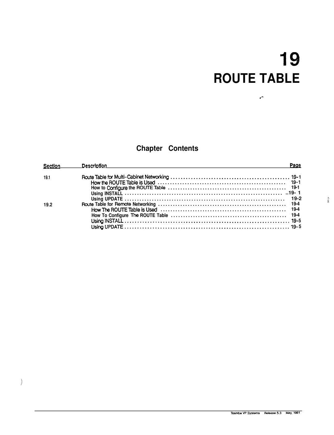 Toshiba VP 300S manual Route Table 