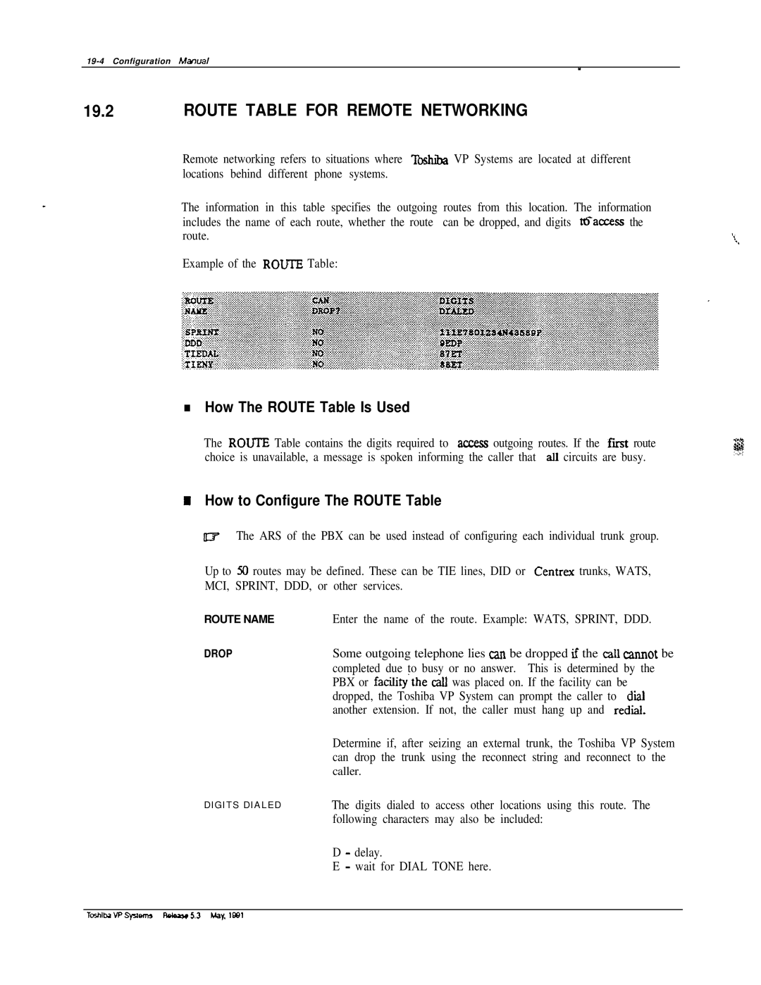 Toshiba VP 300S manual Route Table for Remote Networking, How The Route Table Is Used 