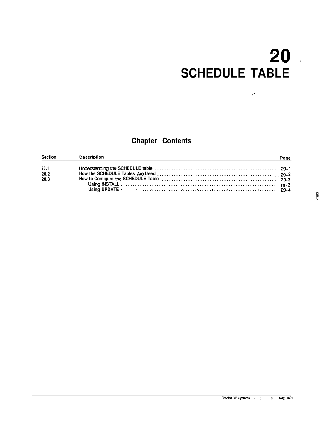 Toshiba VP 300S manual Schedule Table 