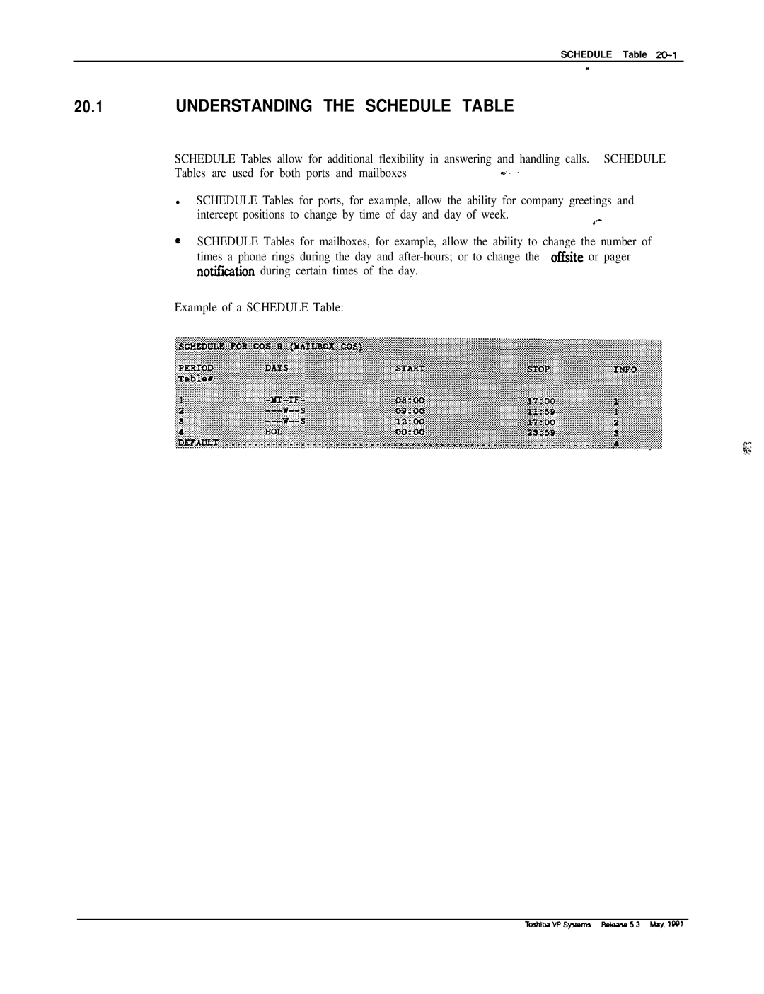 Toshiba VP 300S manual Understanding the Schedule Table 