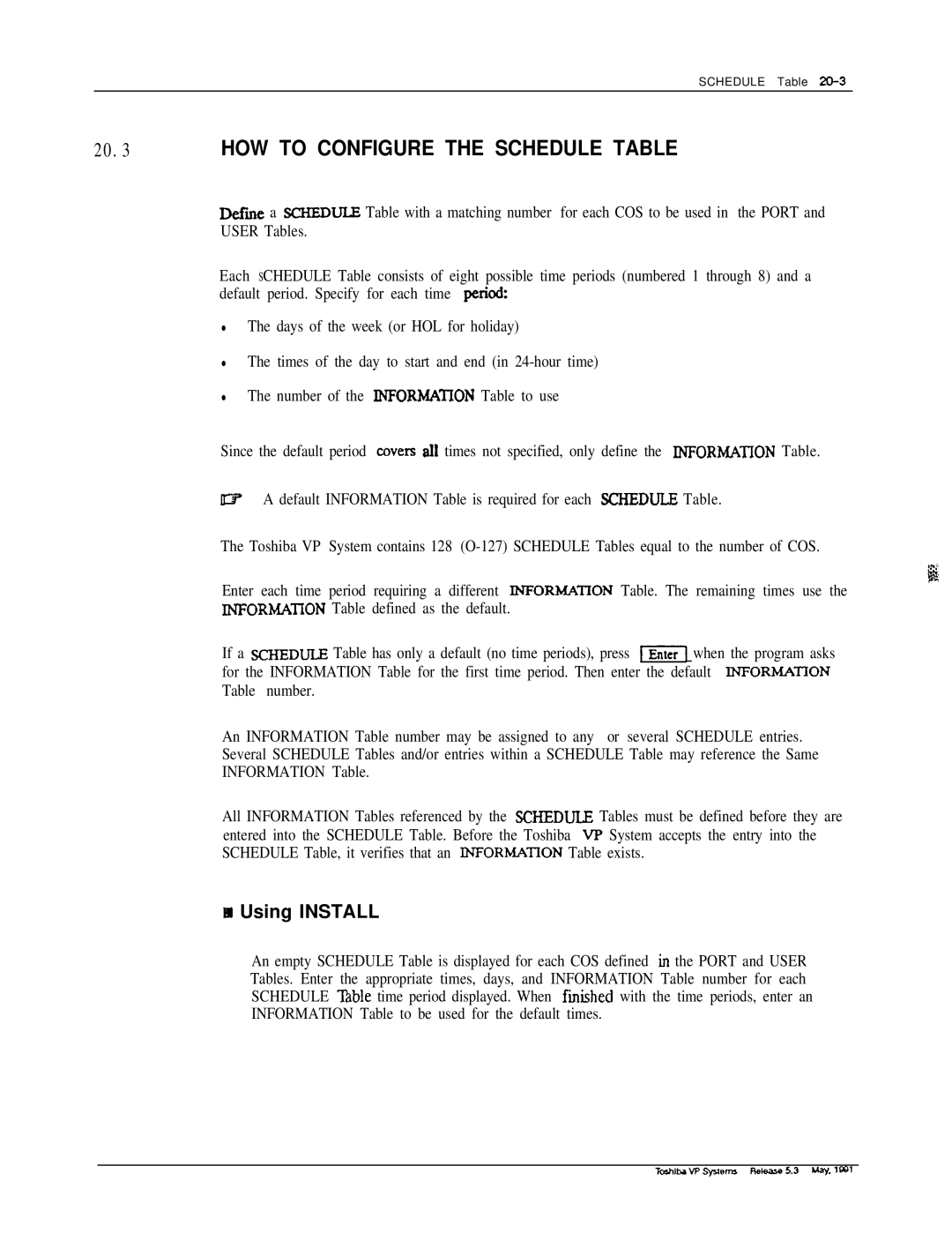 Toshiba VP 300S manual HOW to Configure the Schedule Table 