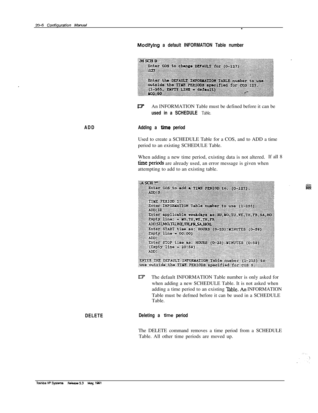 Toshiba VP 300S manual Modtfyhg a default Information Table number 