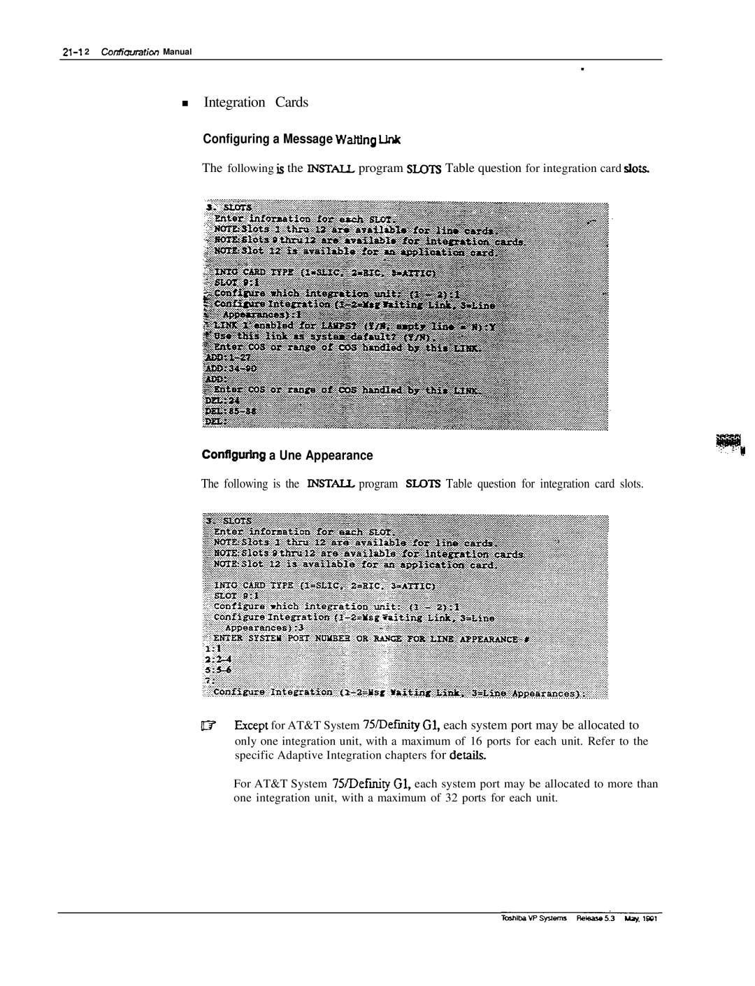 Toshiba VP 300S manual Integration Cards 