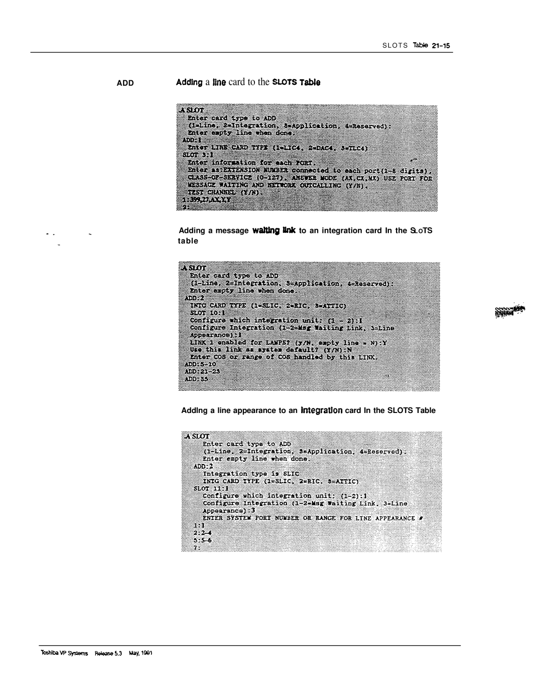 Toshiba VP 300S manual AddIng a line card to the !iUXS Table 