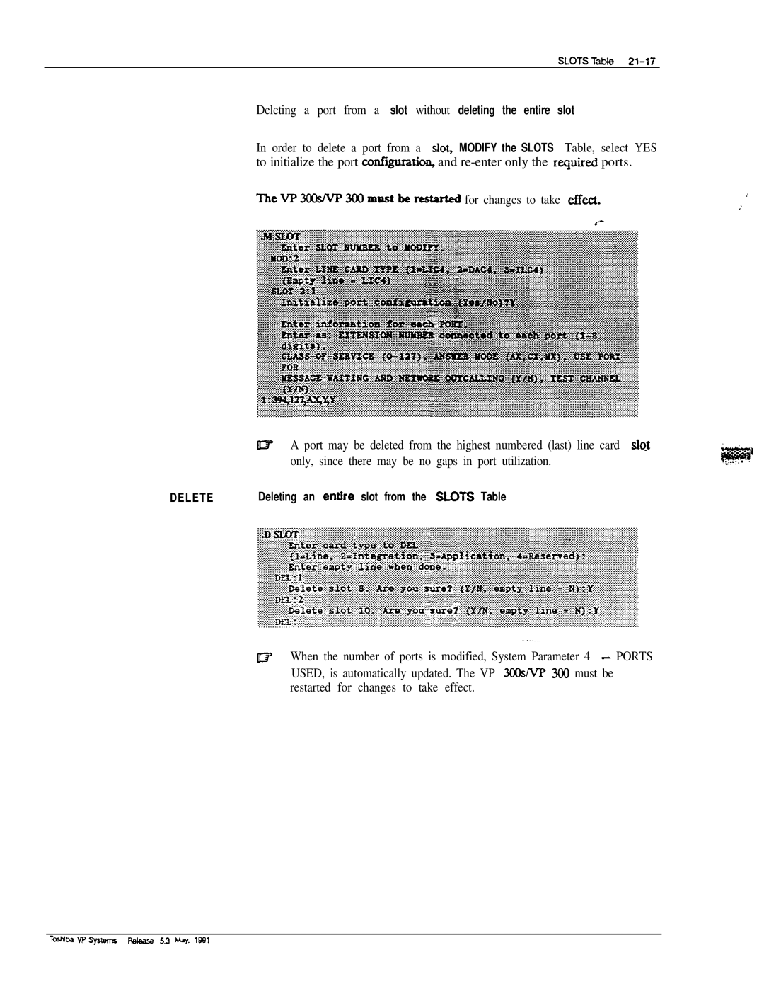 Toshiba VP 300S manual TheVP3CWVP300mnstberebtnrted for changes to take effect 