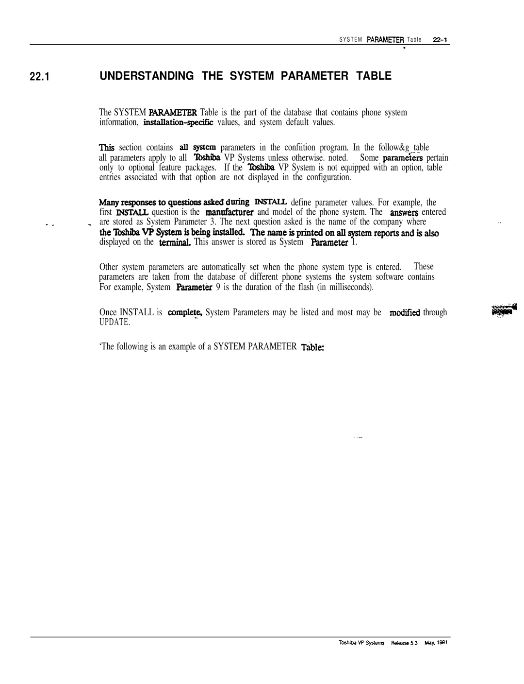 Toshiba VP 300S manual Understanding the System Parameter Table, Manyresponsestoquestionsaskedd 