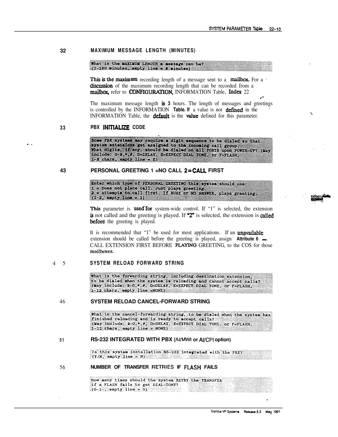 Toshiba VP 300S manual Maximum Message Length Minutes 