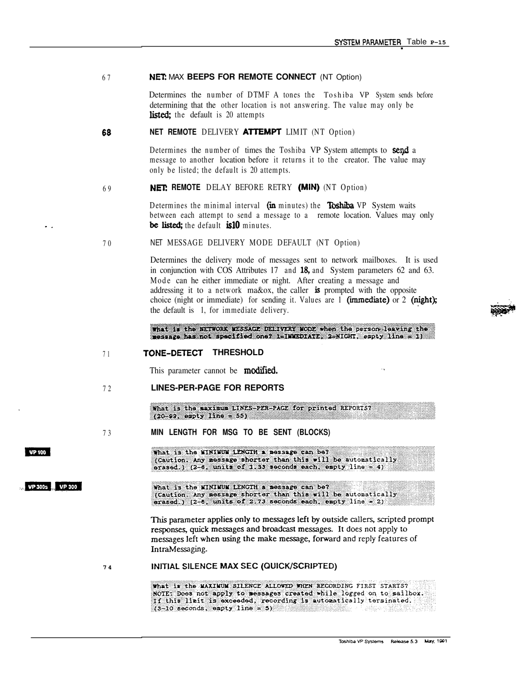 Toshiba VP 300S manual This parameter cannot be modiikd 