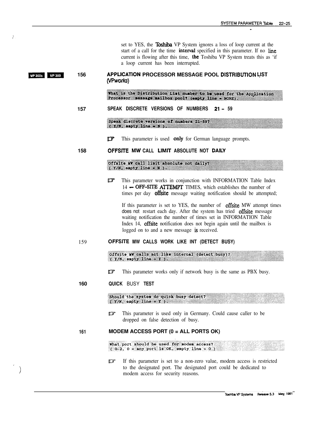 Toshiba VP 300S manual Iv This parameter is used only for German language prompts 