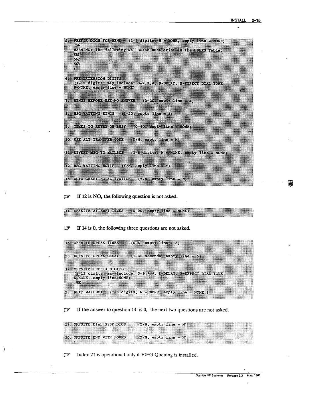 Toshiba VP 300S manual ET If 14 is 0, the following three questions are not asked 