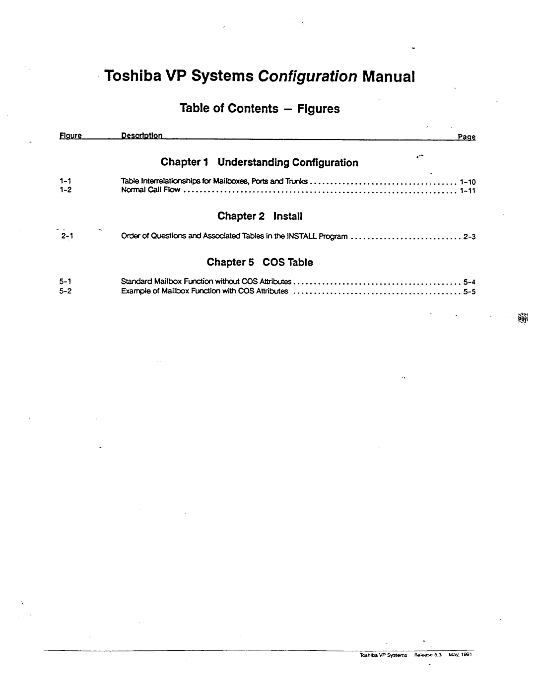 Toshiba VP 300S manual Toshiba VP Systems Configuration Manual 