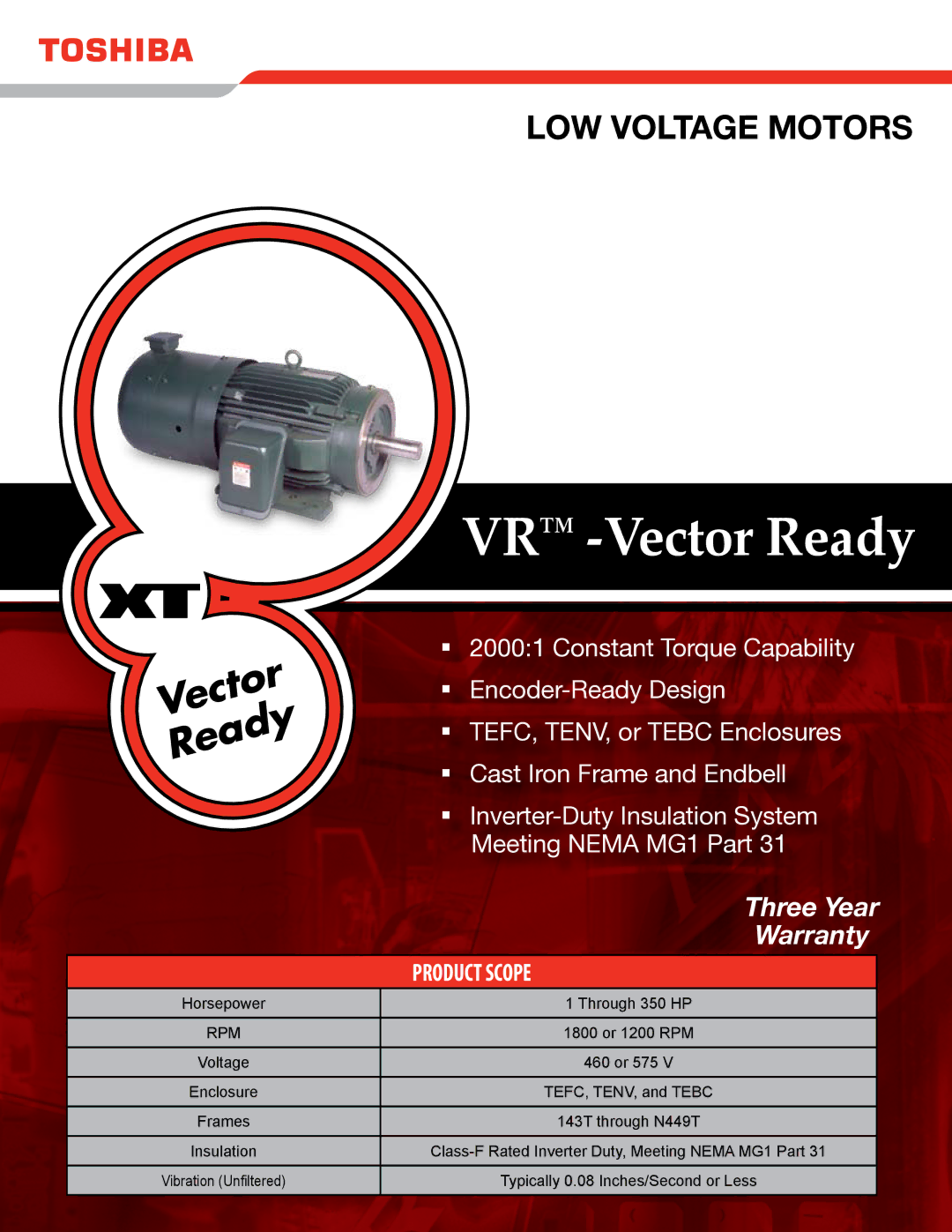 Toshiba VR Series warranty VR -Vector Ready 