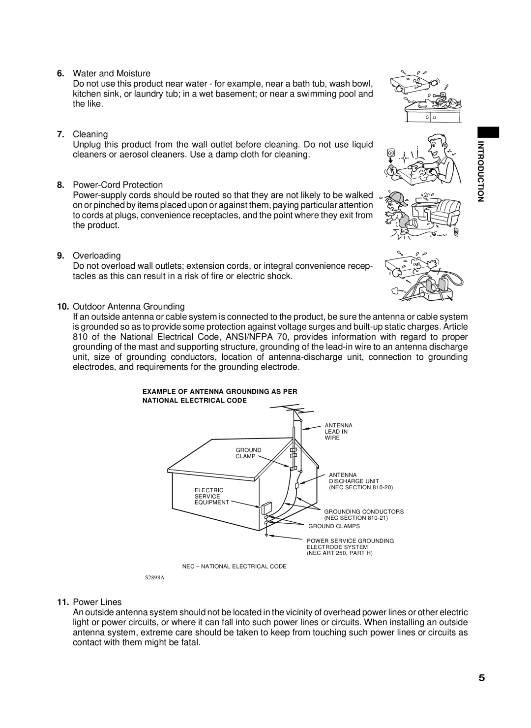 Toshiba W-622 owner manual Example of Antenna Grounding AS PER National Electrical Code 