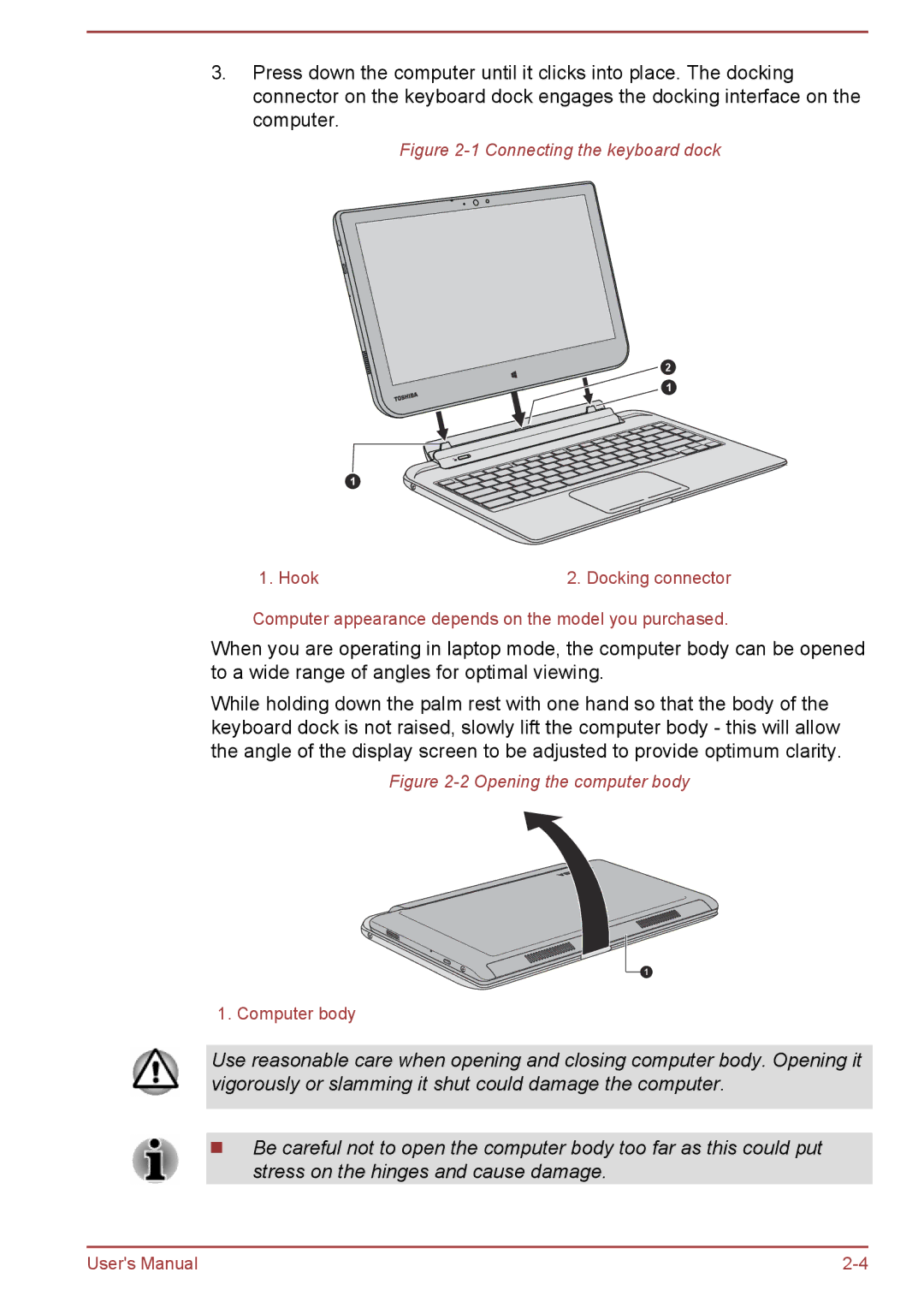 Toshiba W30DT-A-100 user manual Hook Docking connector 