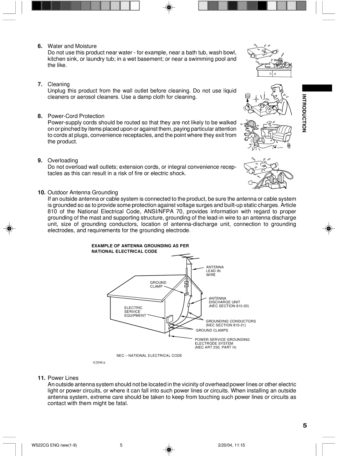 Toshiba W522CG owner manual Example of Antenna Grounding AS PER National Electrical Code 