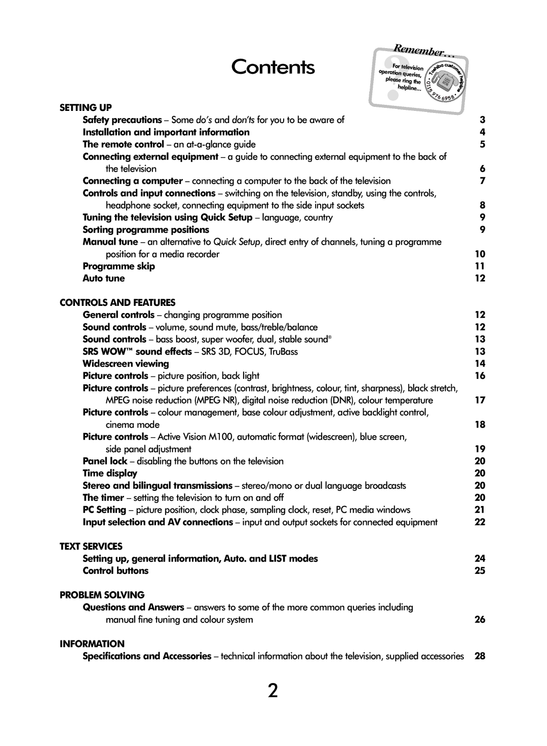 Toshiba WL68 owner manual Contents 