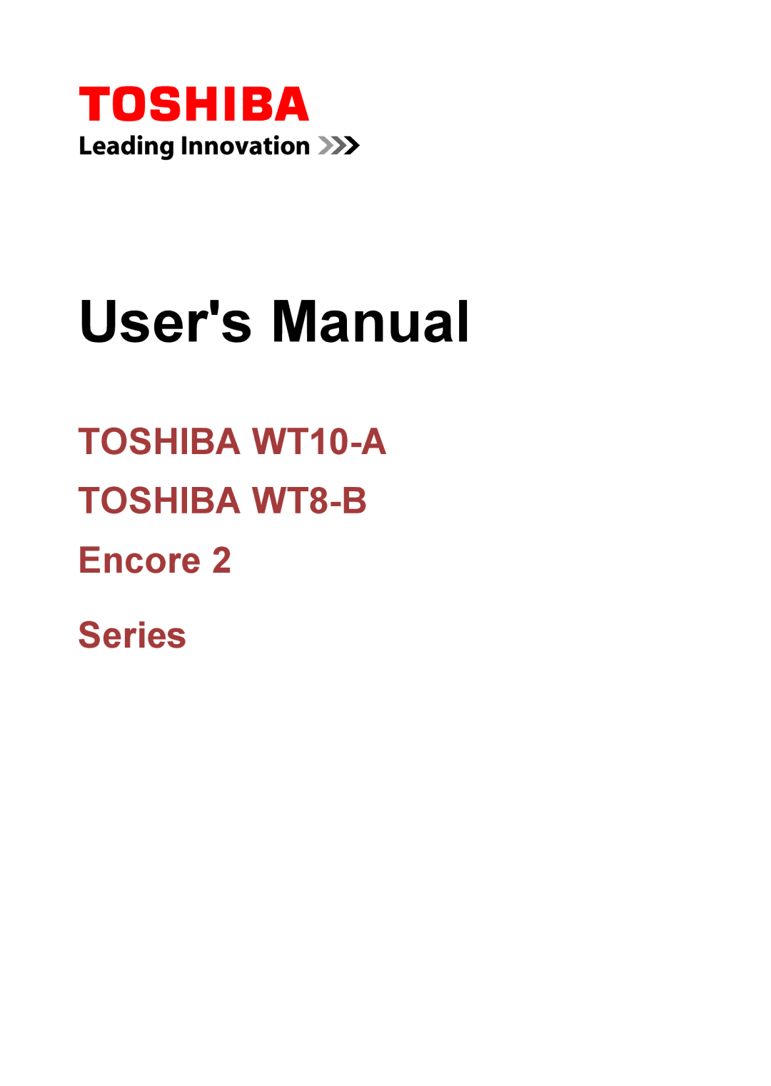 Toshiba WT8-B, WT10-A user manual Series 