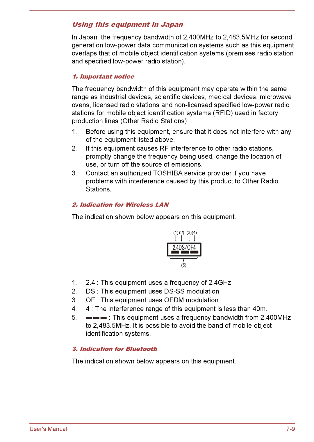 Toshiba WT10-A, WT8-B user manual Using this equipment in Japan 