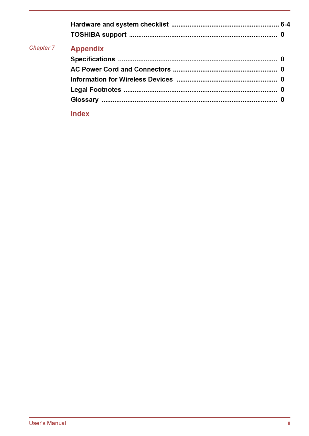 Toshiba WT8-A Series user manual Appendix, Hardware and system checklist Toshiba support 