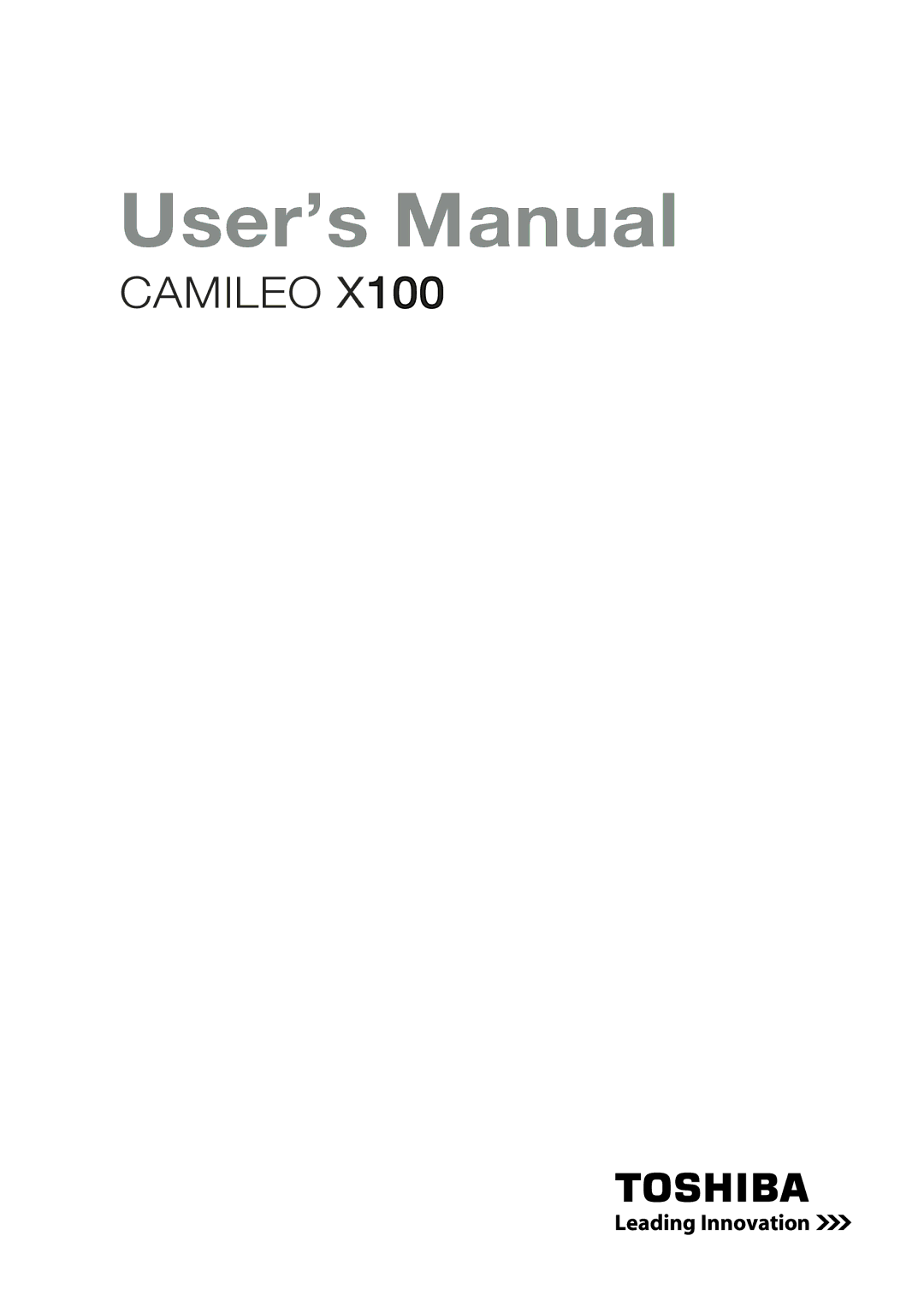 Toshiba X100 user manual User’s Manual 