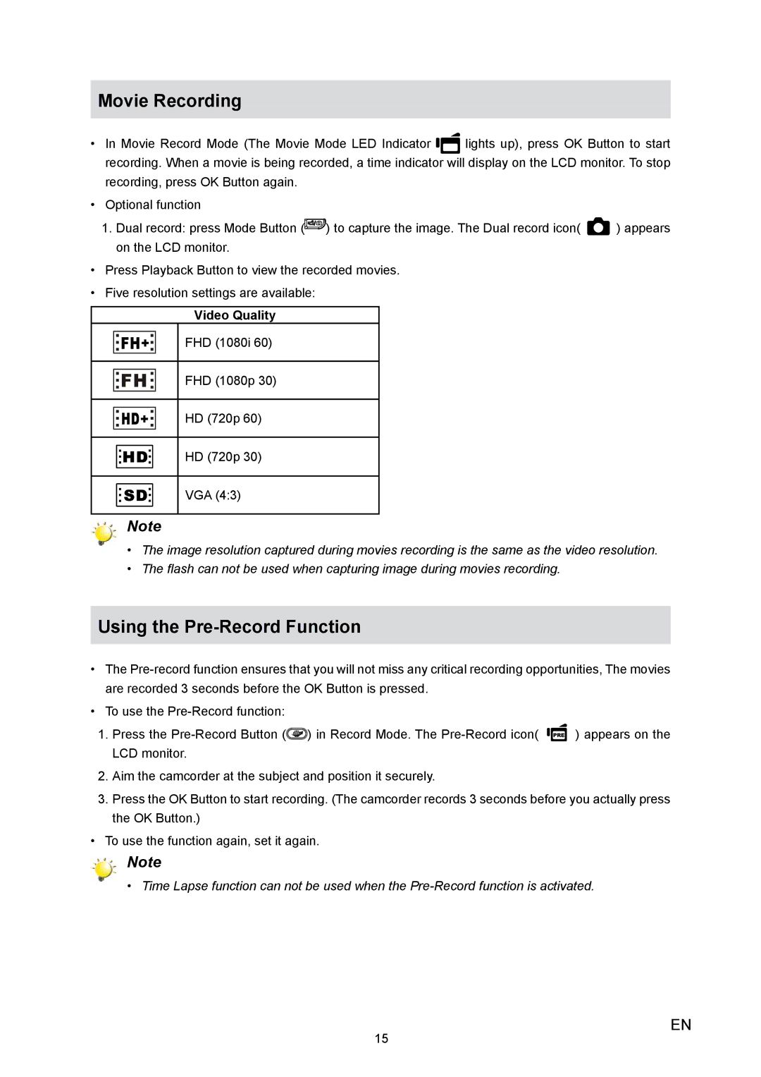 Toshiba X100 user manual Movie Recording, Video Quality 