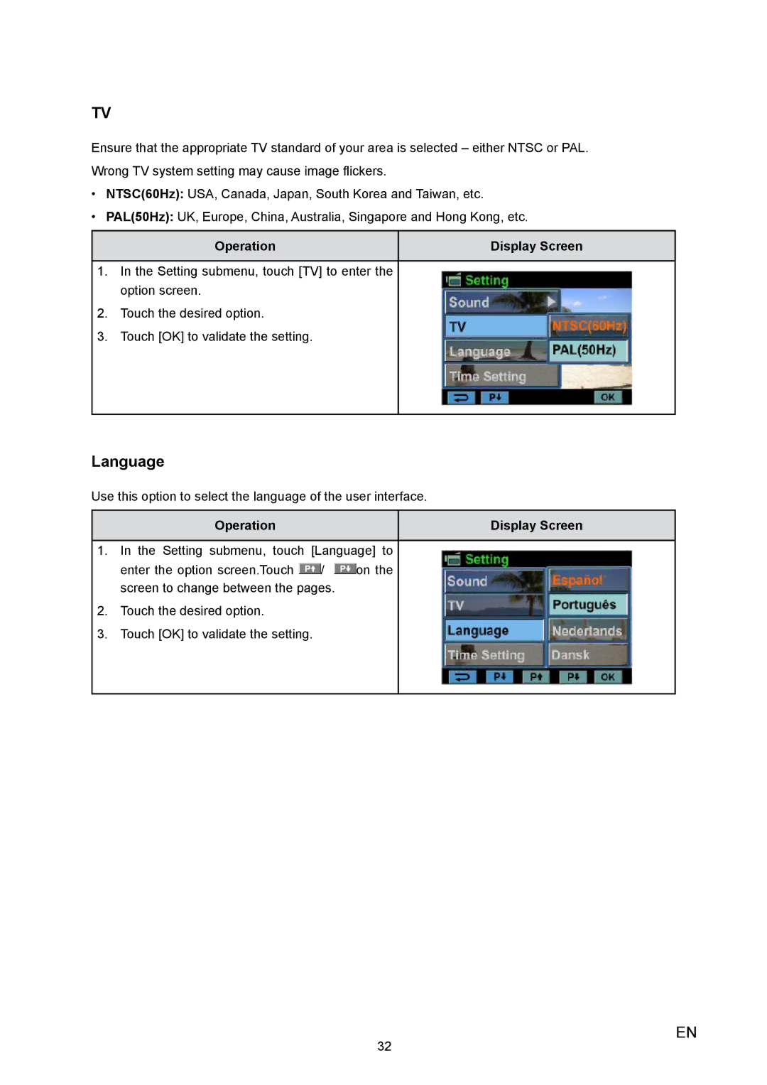 Toshiba X100 user manual Language 