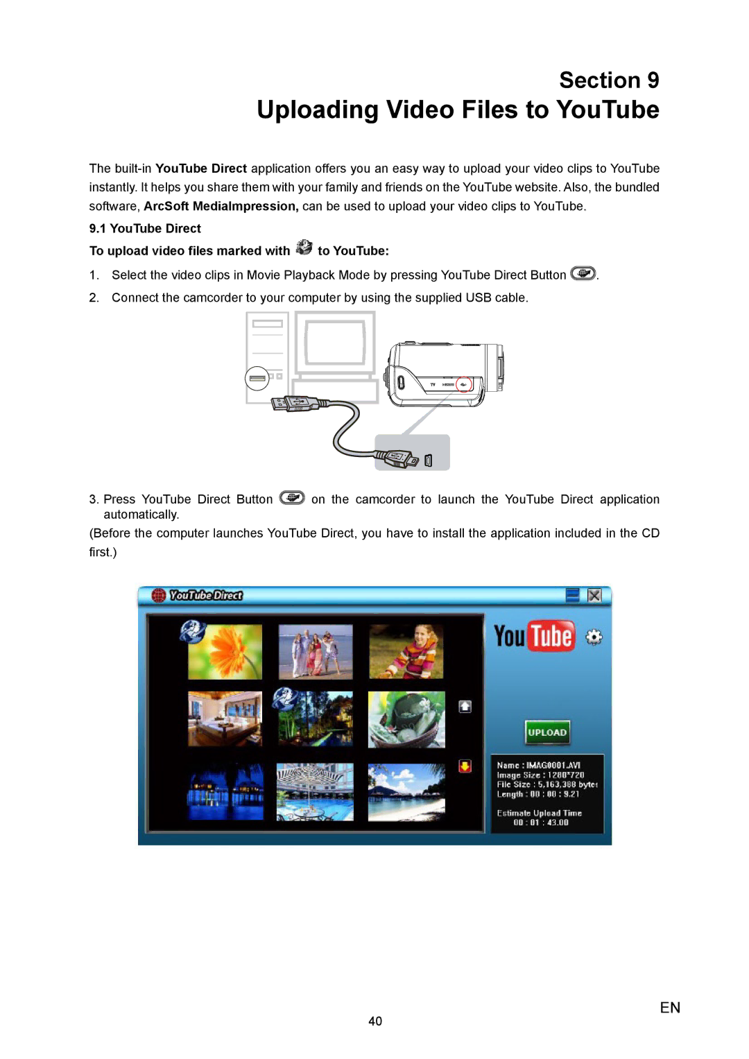 Toshiba X100 user manual Uploading Video Files to YouTube, YouTube Direct To upload video files marked with to YouTube 