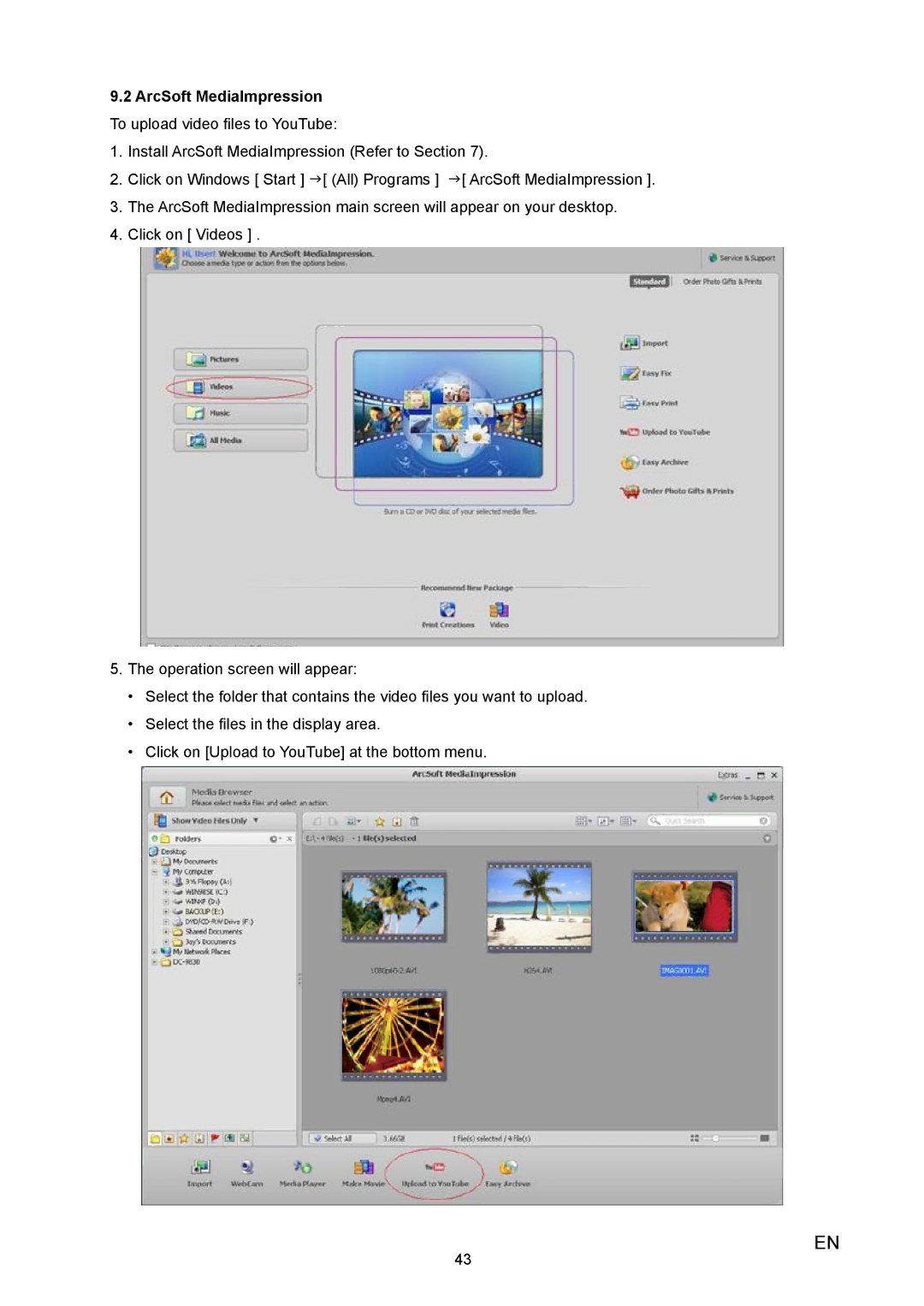 Toshiba X100 user manual ArcSoft MediaImpression 