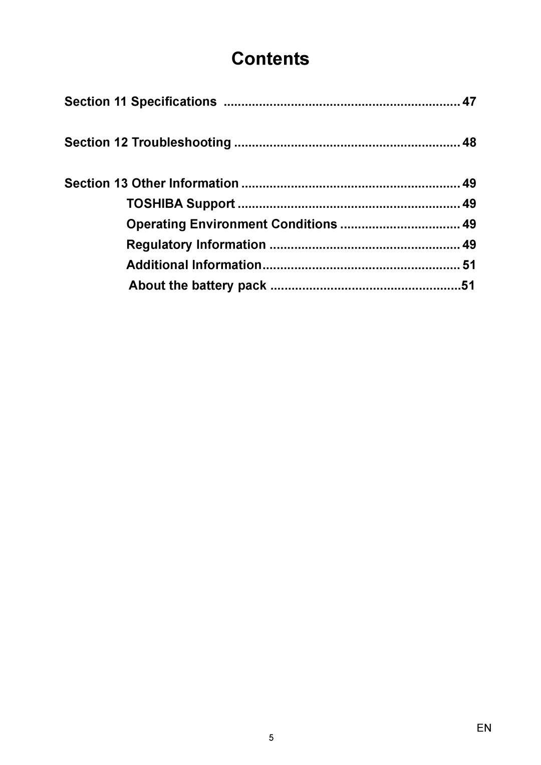 Toshiba X100 user manual Specifications, Troubleshooting 