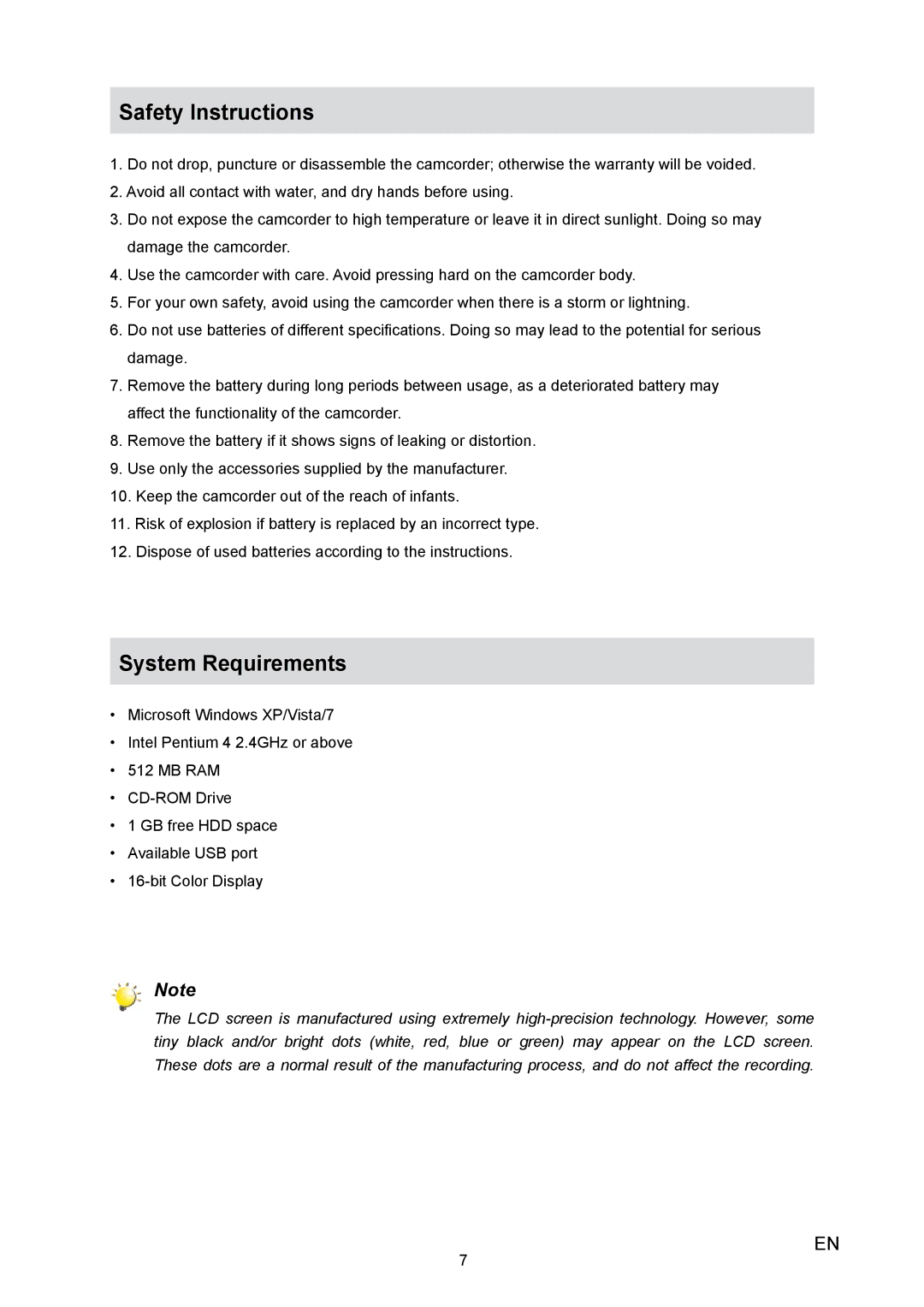 Toshiba X100 user manual Safety Instructions, System Requirements 