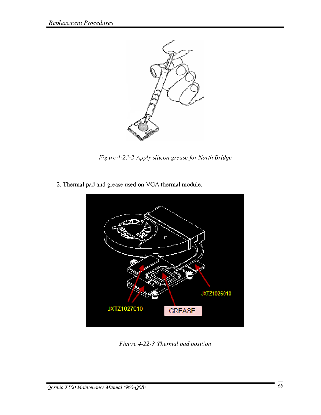 Toshiba X500 manual Apply silicon grease for North Bridge 