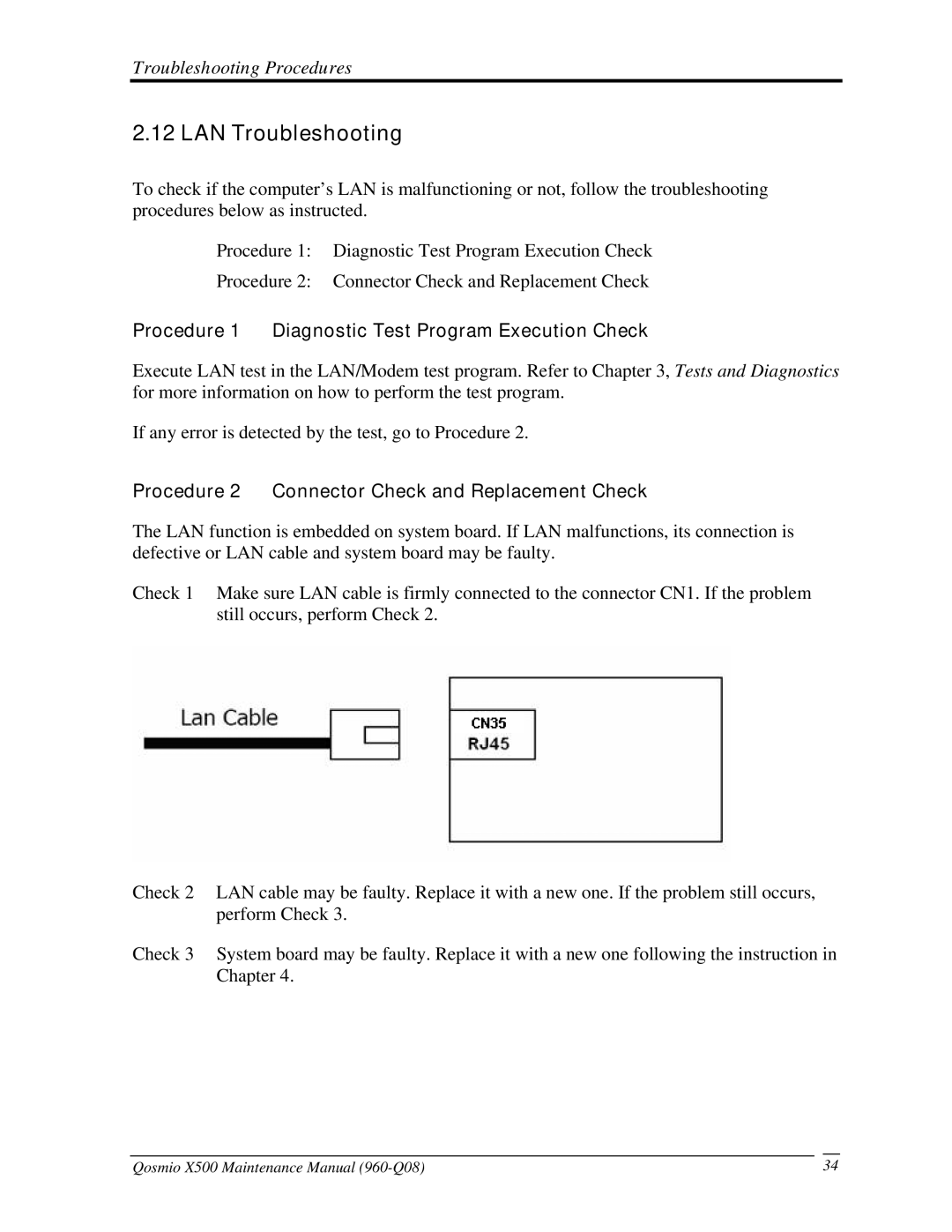 Toshiba X500 manual LAN Troubleshooting 