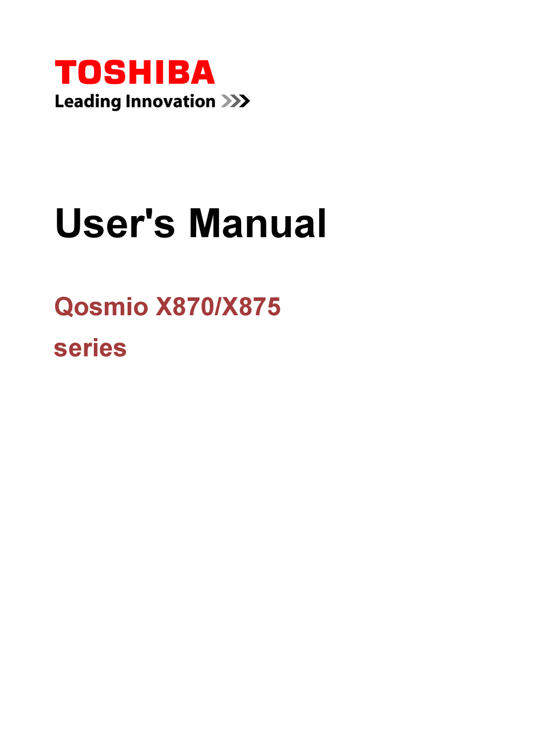 Toshiba user manual Qosmio X870/X875 series 