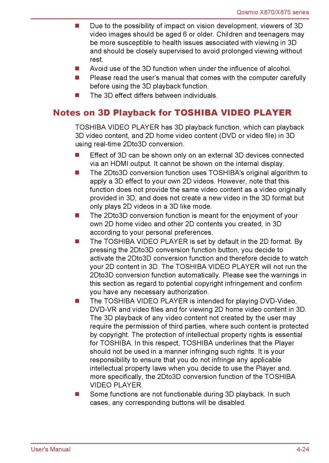 Toshiba user manual Qosmio X870/X875 series 