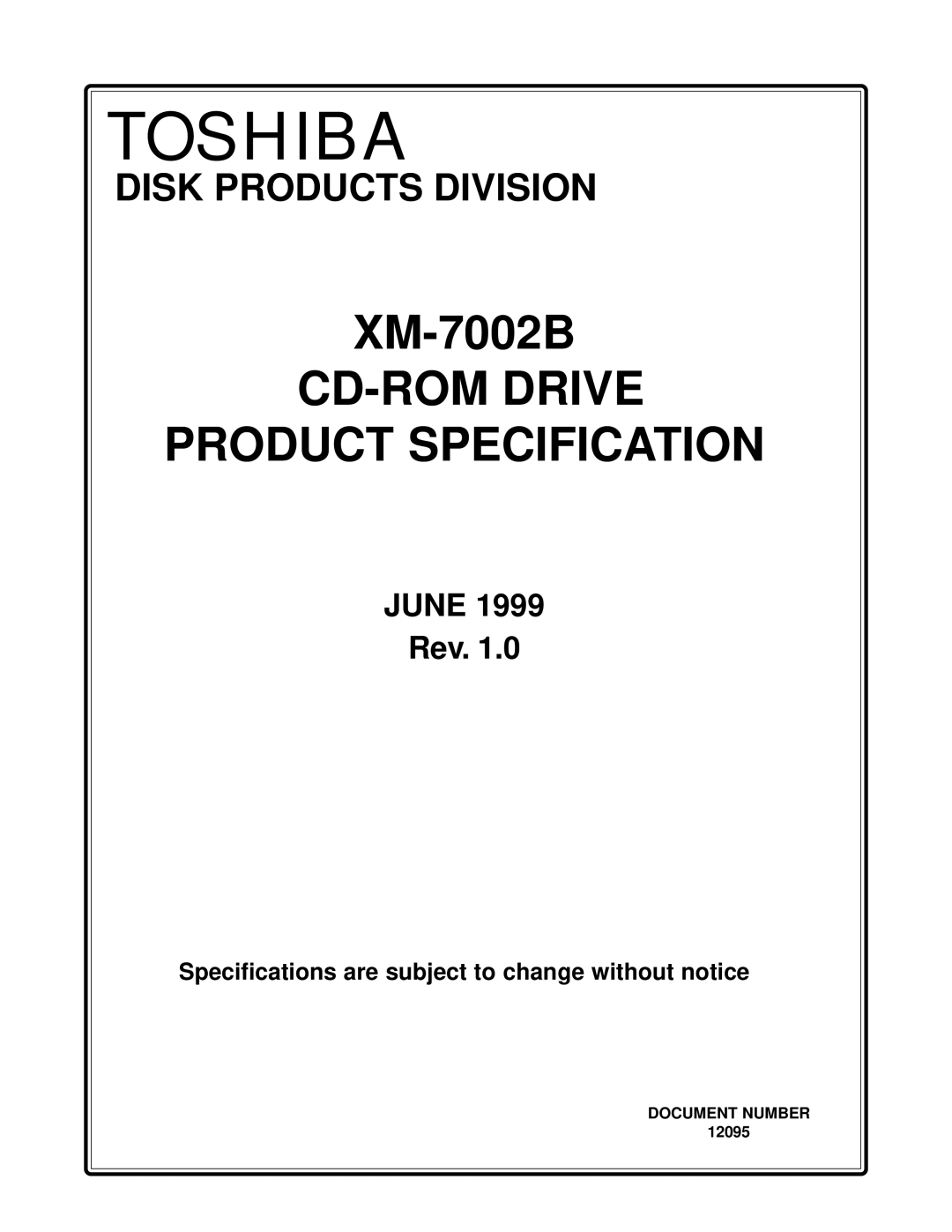 Toshiba XM-7002B specifications Toshiba, 12095 