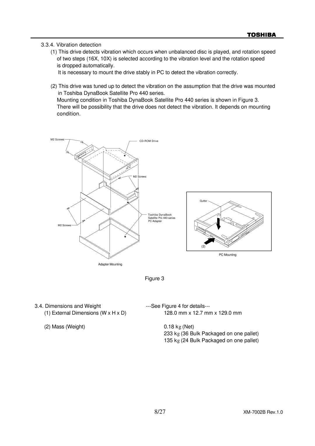 Toshiba XM-7002B specifications Adapter Mounting 