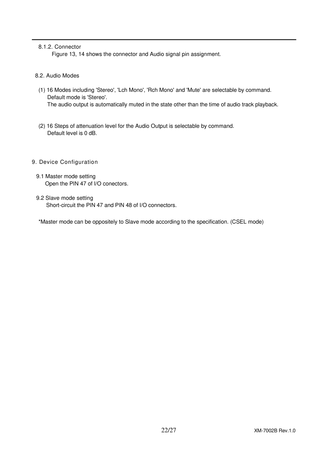 Toshiba XM-7002B specifications 22/27, Device Configuration 