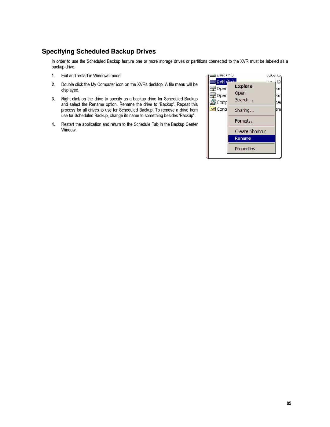 Toshiba XVR4-120-X, XVR16-120-X user manual Specifying Scheduled Backup Drives 