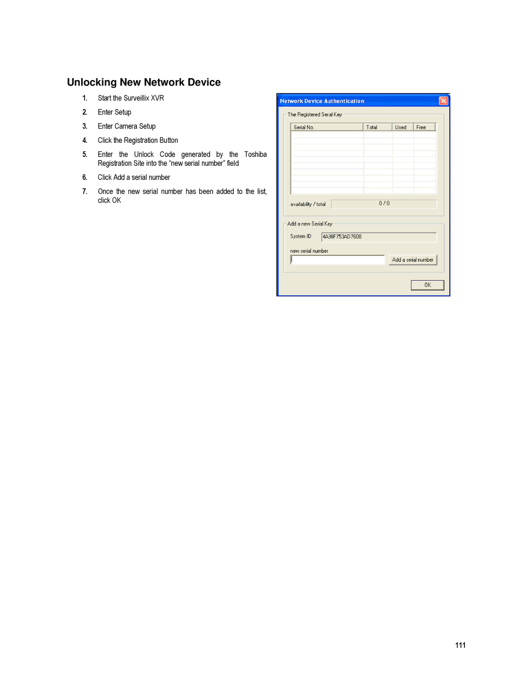 Toshiba XVR4-120-X, XVR16-120-X user manual Unlocking New Network Device 