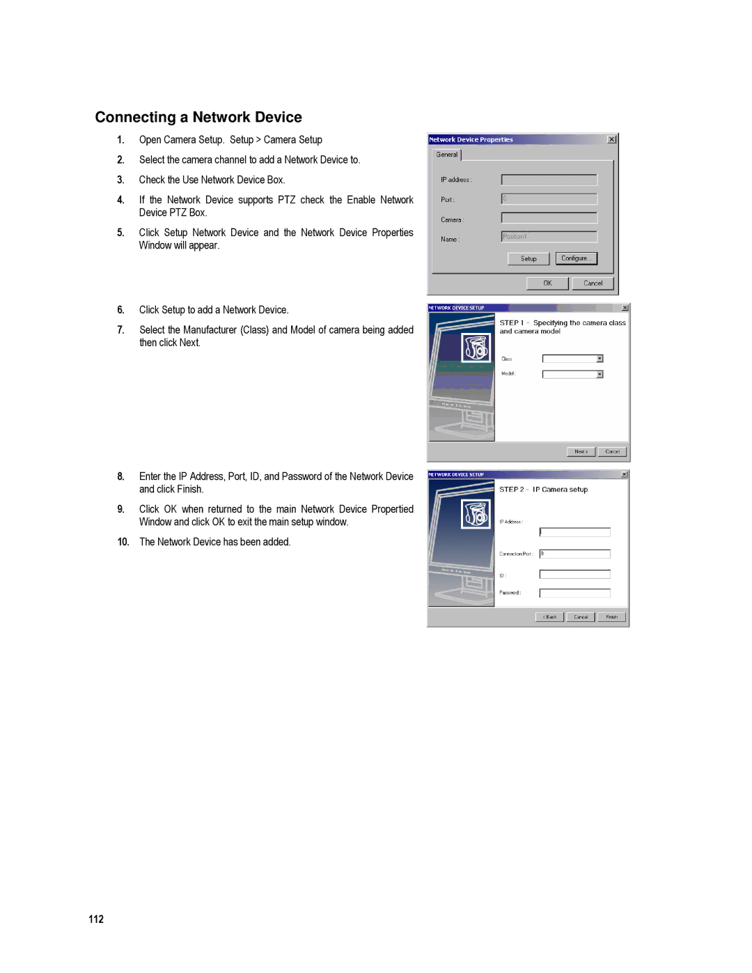 Toshiba XVR16-120-X, XVR4-120-X user manual Connecting a Network Device, Network Device has been added 112 